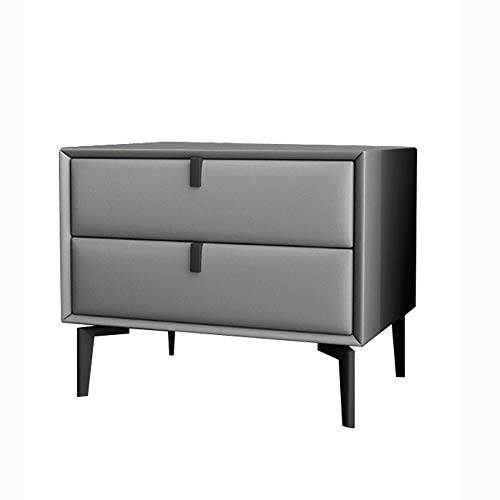 JYDQM Bedroom Furniture Bedside Table Simple Nordic Leather Cabinet, Small Bedside Cabinet with Gray Double Drawer Design