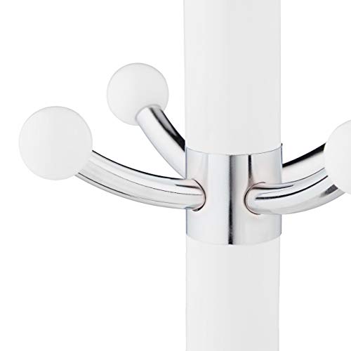 Relaxdays Coat Stand with Umbrella Stand, 16 Hooks, HD 176.5 x 36.5 cm, Marble Base, Standing Coat Rack standing White