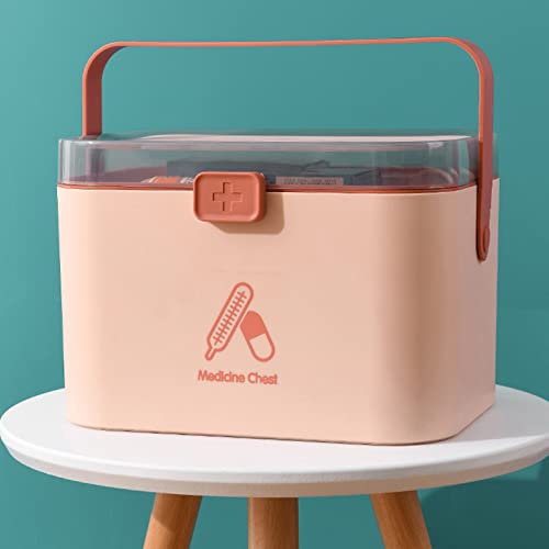 Large Household Medicine Storage Box, Fold 2-Layer First Aid Box, Portable Medicine Container Box, Large Medicine Chest for Home, School, Office