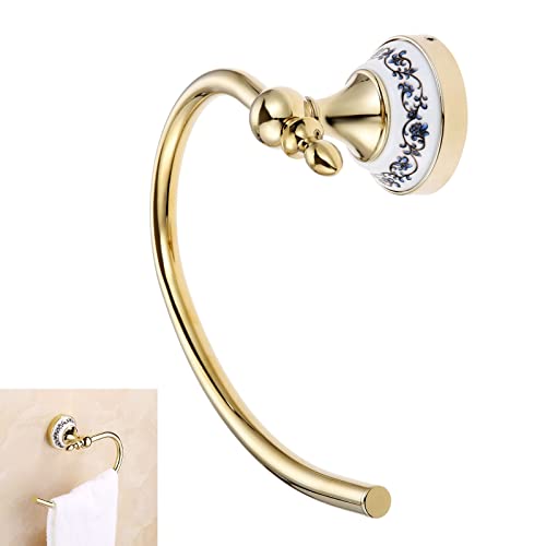 HIGOH Towel Racks,Towel Holder Bath Towel Holder, Bathroom Hand Towel, Towel Hook Hand Towel Holder,Wall Mounted Rack Blue & Porcelain Stainless