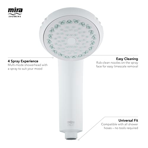 Mira Response Adjustable 4 Spray Mode Shower Head Grey/White