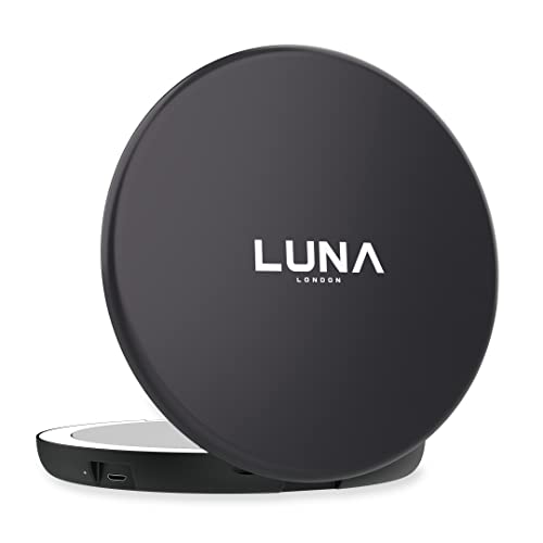 LUNA London Compact 2.0 Travel Mirror in Scarlet Red | Travel Makeup Mirror with Light | LED Lighted Vanity Mirror with 3 Light Modes | 7X Magnif