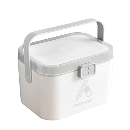 Uposao Medicine Storage Case First Aid Box Portable Medicine Chest Storage Organizer Box 2 Layer Large Medicine Cabinet Storage Case for Home Out