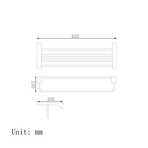 N/A Wall Mounted Towel Rack Bathroom Hotel Rail Holder Storage Shelf Stainless Steel,62x20x12cm