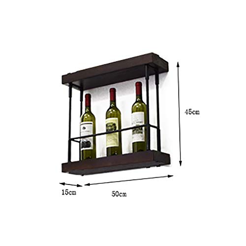 Wine rack Solid Wood Wrought Iron Rack Shelf Wall-mounted Wine Rack Tripod Wine Glass Holder Wall Decoration Glowing Wine Rack