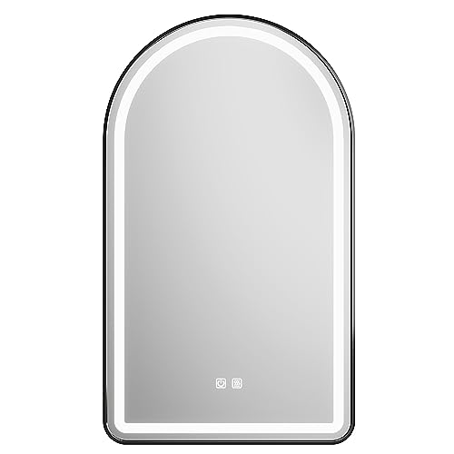 MYlovelylands 10x13 inch Gold Small Arched Mirror for Bathroom Vanity Mirror or Wall Decor Arch Mirror Brushed Metal Frame Wall Mounted Mirror fo