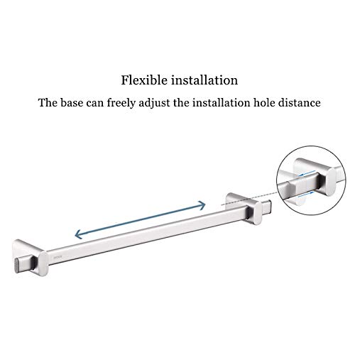 Single Towel Bar Wall Mounted Towel Bar Movable Base Aluminum Towel Bar Bathroom Towel Holder for Shower Room Bedroom and Kitchen