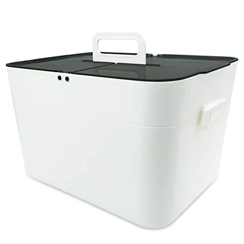 Medical Box Storage Box, First Aid Box, Portable Medicine Container Box, Medicine Tin with Double Layer and 4 Compartments, Home Office Car Schoo