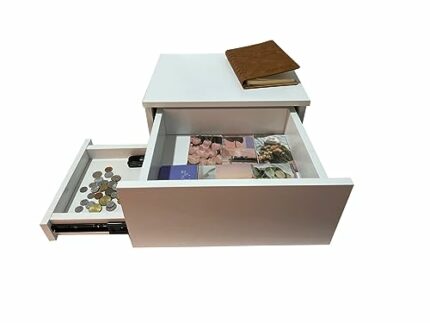 WANLIAN Floating Bedside Table with 2 Drawer Floating Shelves Side Table, air Wall Mounted Bedside Table (1psc, White) (White)