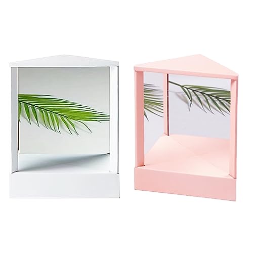 Makeup Mirror 7.28x6.89x8.66 inch Triangular Fixed Non-reversing Mirror Desktop Standing Inverted Mirror Cosmetic Mirror for Inverted Mirror Pers