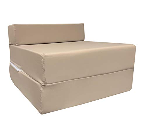 iStyle Mode Fold Out Guest Chair Z Bed Futon Sofa Comfortable Supreme Quality Foam for Adult and Kids Lounger Mattress (Beige)