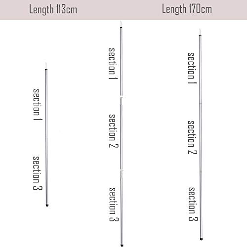 Hipier Tent Poles Camping Poles for Tarp Awning Sun Shade Sail Pole Adjustable Canopy Poles Set of 2