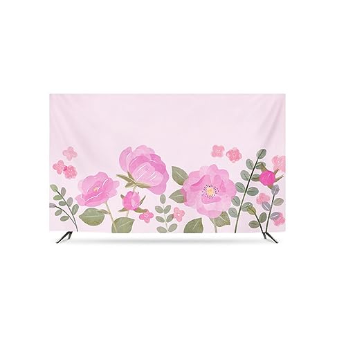 Qvo Romantic Pink Flowers TV Fabric Wall Hanging/curved Screen/LCD TV Dust Cover/TV Cover 32-86in Living Room And Bedroom Decoration,Home Accesso