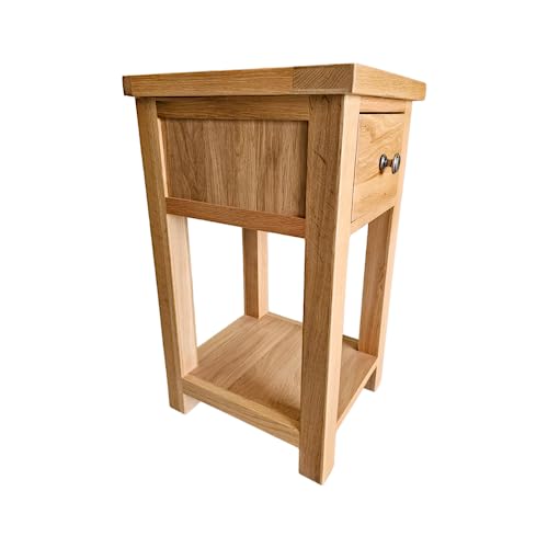 GROFurniture 1 Drawer Oak Bedside Cabinet - Solid Oak Bedside Table - Solid Oak Furniture - Oak Nightstand or Lamp Table - Fully Assembled