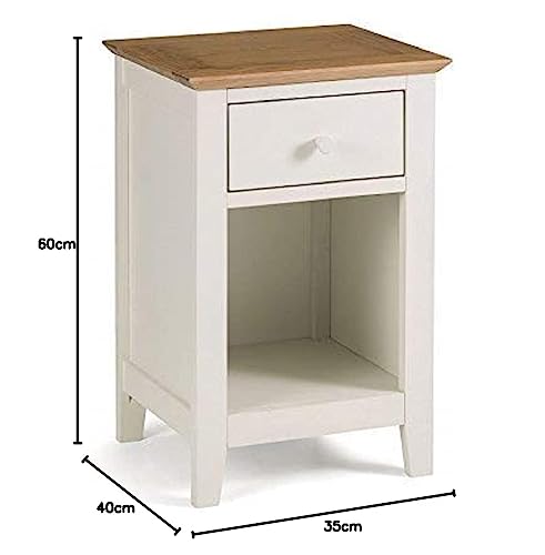 Julian Bowen Salerno 1 Drawer Bedside, Oak/Ivory