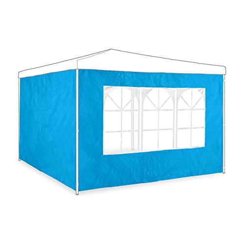 Relaxdays Side Walls Set of 2 2 x 3 m Gazebo Wall with Window, Waterproof, Side Panels for Gazebos, Light Blue