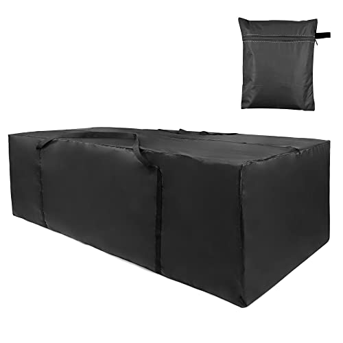 Garden Furniture Cushion Storage Bag, Oxford Fabric Waterproof Anti-UV Rip Proof Portable Outdoor Furniture Cushion Bag with Sturdy Zipper and Ha