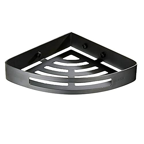 FVRTFT Bathroom Shelf Bathroom Shelves, Wall-Mounted Bathroom Corner Rack Black Single-Layer Fan-Shaped Toilet Storage Triangle Basket