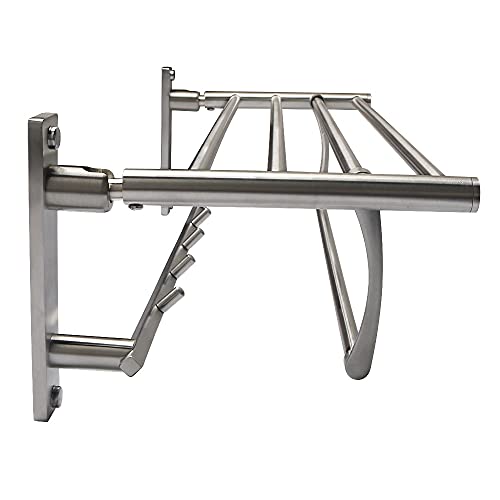 HIGOH Towel Racks,Bathroom Towel Rack Wall Mounted Towel Holder,Bathroom Towel Rack,Folding Shelf with Swing Towel Bar and Hooks Wall Mount,Brush