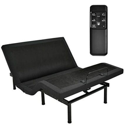 WALNUT Adjustable Bed Base Electric Bed Frame with Massage Remote Control Queen Folding Design