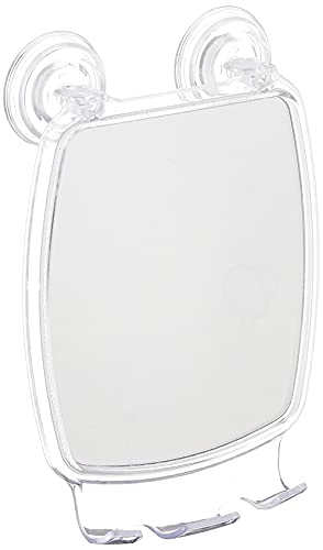 iDesign Power Lock Shaving Mirror, Rectangular Makeup Mirror with Suction Cups Made of Plastic, Clear