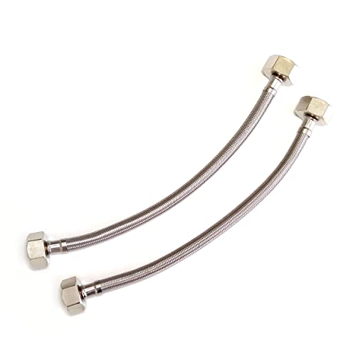 Pair of 1/2" x 1/2" BSP (900mm) Flexible Connectors | DIY Repalcement Bathroom/Kitchen/Boiler Flexi Hose Pipes Tail