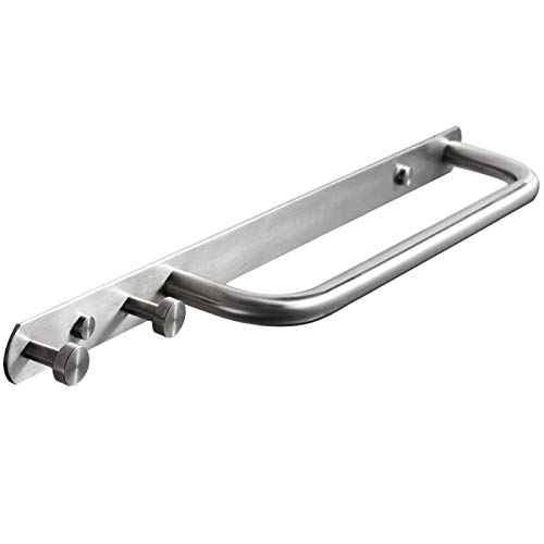 HIGOH Towel Rack Hanger Rack Stainless Steel Hooks Wall Towel Bar Kitchen Towel Holder Rack with 2 Hooks Bathroom Wall Mounted Hooks Bathroom Har