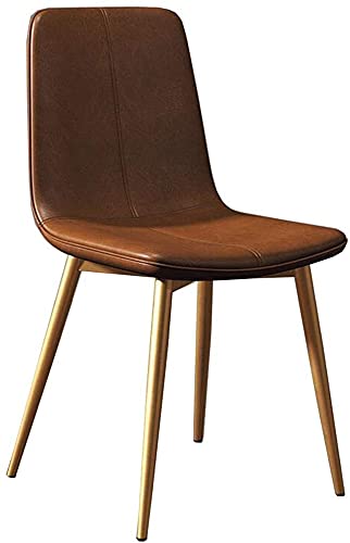Kitchen Dining Chairs Metal Legs Backrest Chairs PU Cushion Reception Chair Leisure Coffee Chair (Color : Yellow, Size : Black legs)