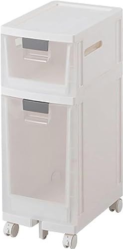 OPSREY Bathroom Floor Cabinet with Drawers Narrow Tall Floor Storage Drawer Cart with Clear Storage Drawers and Casters Large Capacity Slim Toile
