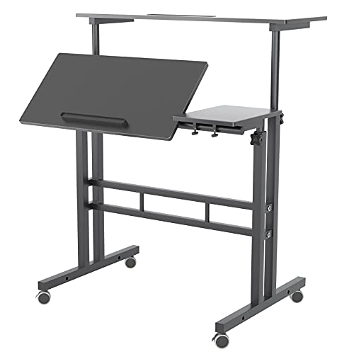 sogesfurniture Height Adjustable Stand up Desk Computer Stand Desk Home Office Desk with Standing and Seating,Maple BHUS-101-MP