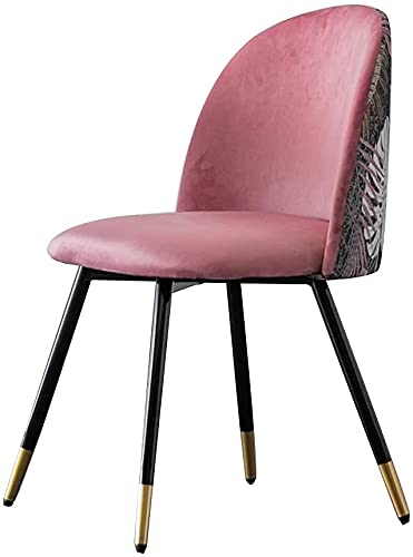 Kitchen Dining Chairs Flannel Embroidery Office Chair with Metal Legs Velvet Seat and Backrests,Living Room Lounge Chair (Color : Purple)