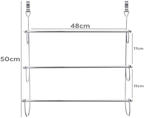 FunkyBuys® Branded Chrome Overdoor Towel Holder 3 Tier (SI-HH1003) Bars Rack Storage Bathroom Home