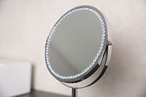 RIDDER Helene Makeup Mirror with Rhinestones Approximately 18.5 x 30 cm Chrome Coloured