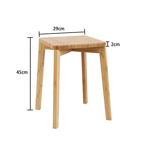 FATIVO 2 Pack Stacking Stool Wood Square Stool Anti-Slip Max Load 165 lbs Comfortable Seat Bamboo Student Stack Chair Backless Dressing Stool Din