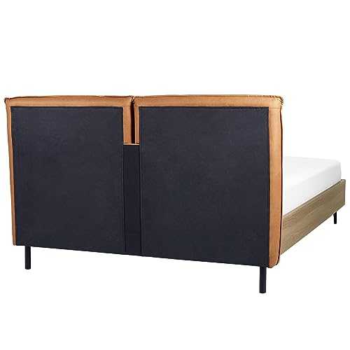 Modern EU King Size 5ft3 Bed Faux Leather Headboard Golden Brown Limanton