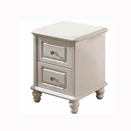 N/A 40cm Bedside Table Solid Wood Bedroom Simple Mini Bedside Table, White Double Drawer Design Bedside Table