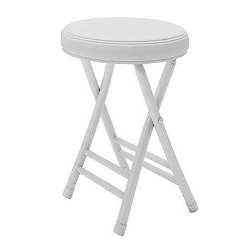 Folding Stool Metal Padded, Space Saving High Round Stool, Stackable Dining Chair Simple Portable Small Bench, For Breakfast, Office Stool, Foldi