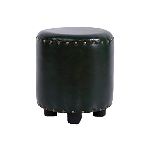LUKEO Dark Green Footstool, Home Creative Low Pier Living Room Shoe Changing Stool Fashion Round Stool Sofa Stool