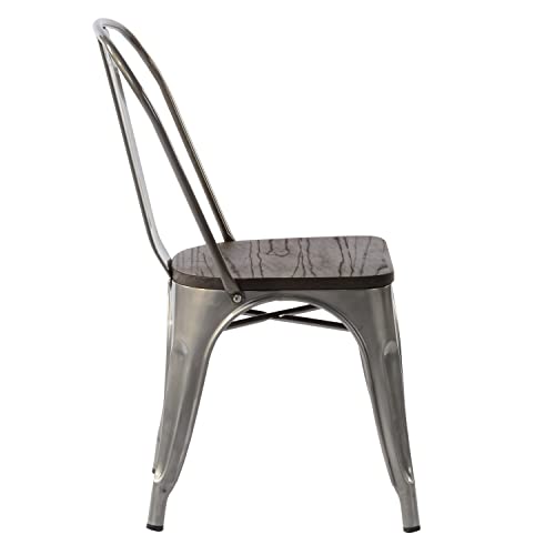 FurnitureR Dining Chair, Metal, Silver