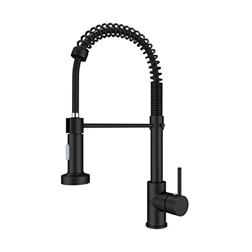 Onyzpily Kitchen Sink Mixer tap with Solid Brass Commercial Single Handle Black Kitchen Taps Single Hole Pull Down Sprayer Swivel Sprayer Mixer T