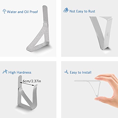 HERCHR Tablecloth Clip, 4 Pieces Table Cloth Clips Large Table Tablecloth Clamps Stainless Steel Table Cover Clamps Adjustable Table Cloth Holder
