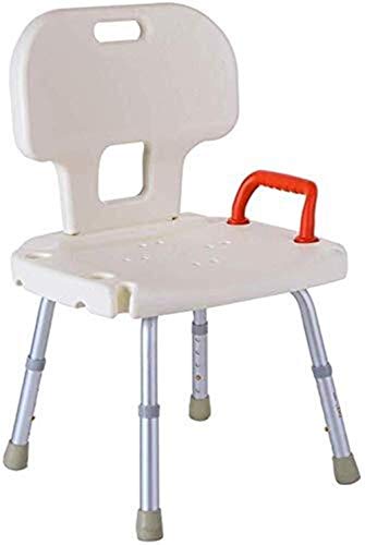 Bath Stools,Shower Stool Bath Chair Bathroom Seat with Armrests with Backrest Adjustable Height Portable Lightweight Aluminum Non-Slip Housing Be
