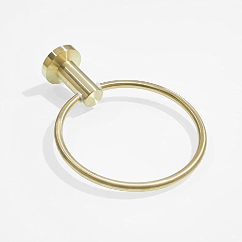 RAKUTE Modern Roung Towel Ring, Towel Holder, Wall-Mounted Gold Brushed Towel Rack, Bathroom Accessories Home Decoration Bathroom Ring
