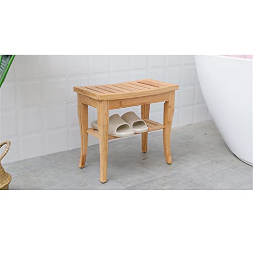 N/A Household Bathroom Stool Solid Wood Waterproof Shoe Changing Stool Storage Stool Anti-corrosion Storage Shelf Bath Tray