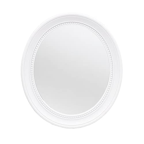 OIGUMR 15.4 x 13.8 inch Bathroom Mirror Wall Mirror Mirror Wall Decor Oval Mirror White