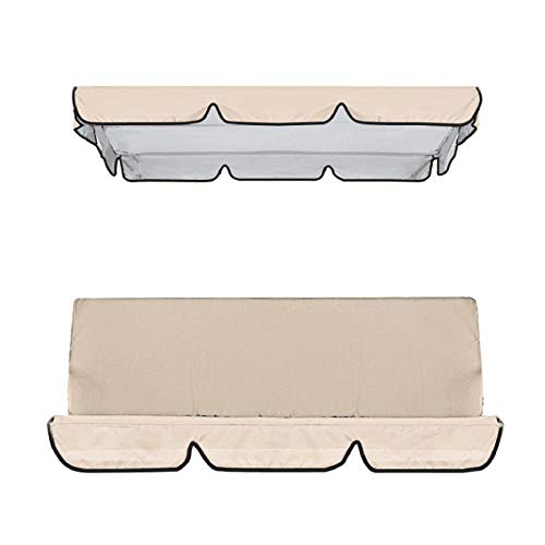 NJGRAE Swing Cushion Cover, Waterproof 3 Seater Swing Seat Cover Bench Cushion Covers Chair Protection for Outdoor Garden Patio Hammock (Gray)