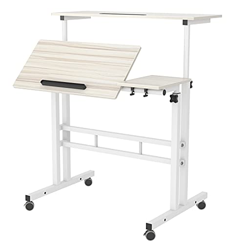 sogesfurniture Height Adjustable Stand up Desk Computer Stand Desk Home Office Desk with Standing and Seating,Maple BHUS-101-MP