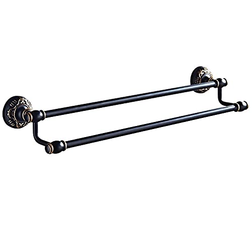 DINGZZ Bathroom Towel Rack Towel Rack Space Aluminum Black Gold Bathroom Pendant Towel Bar Toilet Rack Set