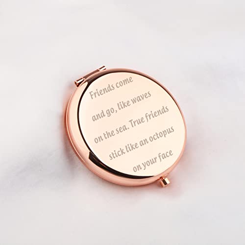 Friendship Makeup Mirror Ture Friend Stick Like An Octopus On Your Face Funny Friendship Gift Octopus Lover Gift (Octopus On Your Face Mirror)