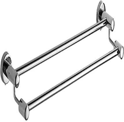 60cm Stainless Steel Towel Rail,Double Layer Bathroom Towel Rack Holder Hanger Wall Mounted,Polished Chrome
